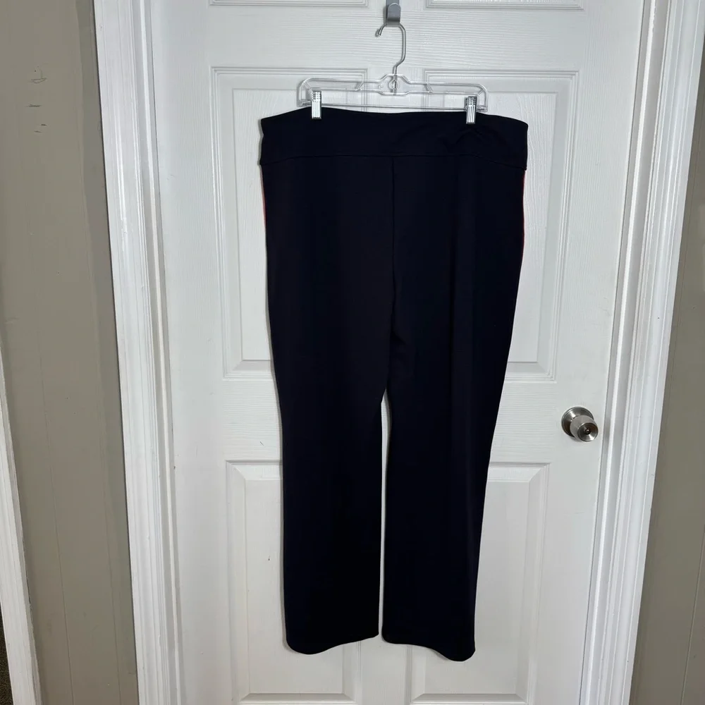 Saint + Sofia Victory Wide Leg Track Pants 18 NWT Navy Stripe NEW